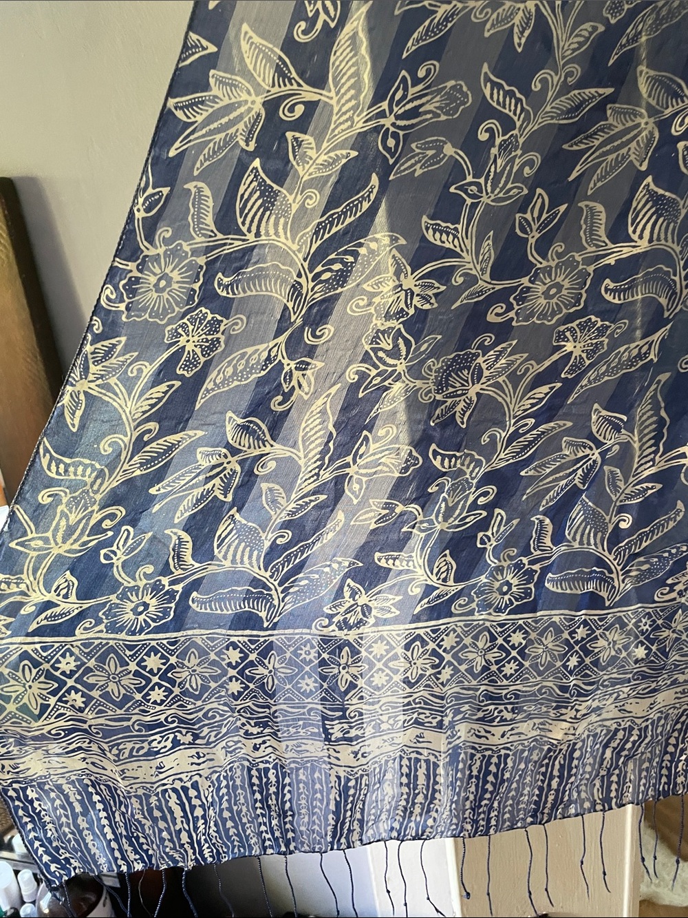 Gorgeous Indonesian Silk Scarf with Floral Print